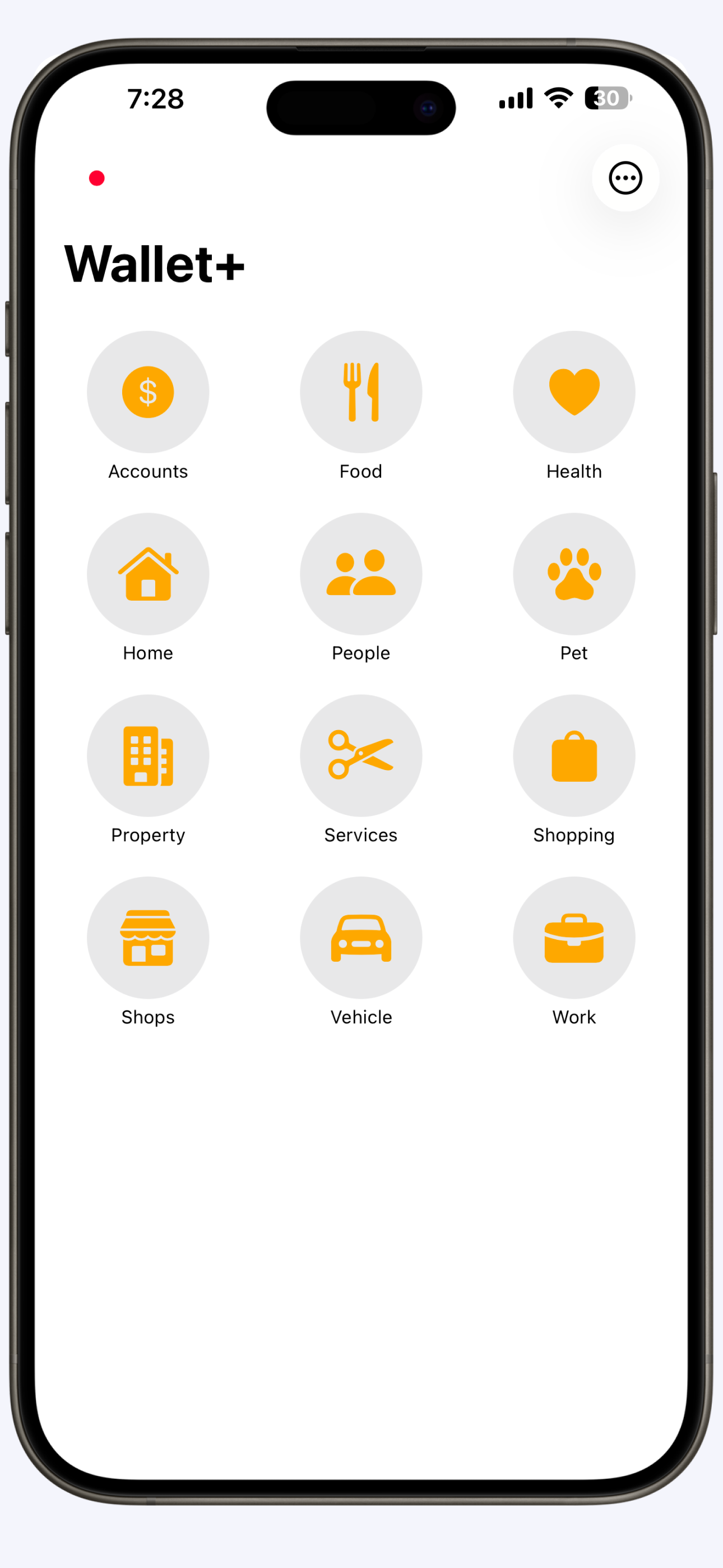 Simple Wallet dashboard screen
